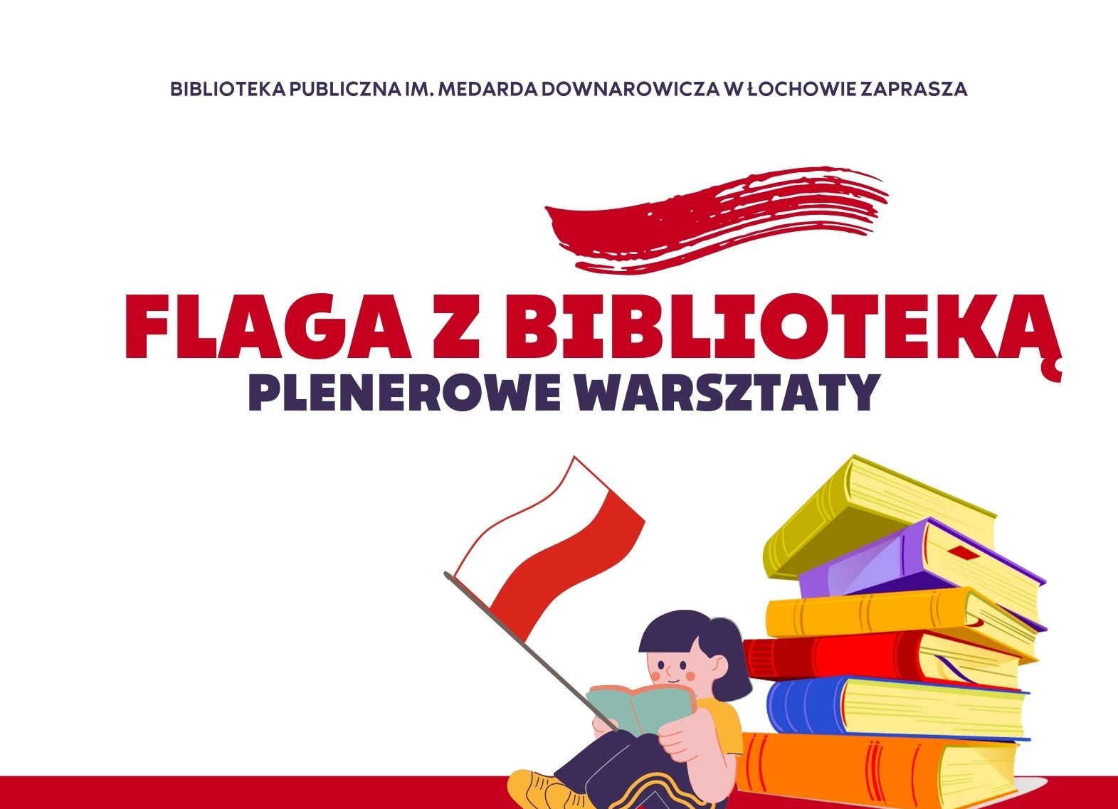 Flaga z biblioteką- zaproszenie.