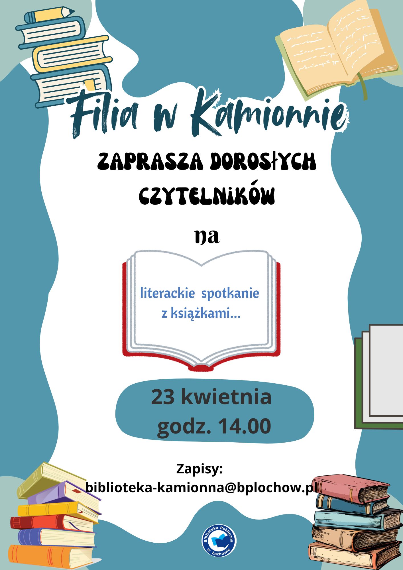 Literackie  spotkanie z książką w filii w Kamionnie-zaproszenie