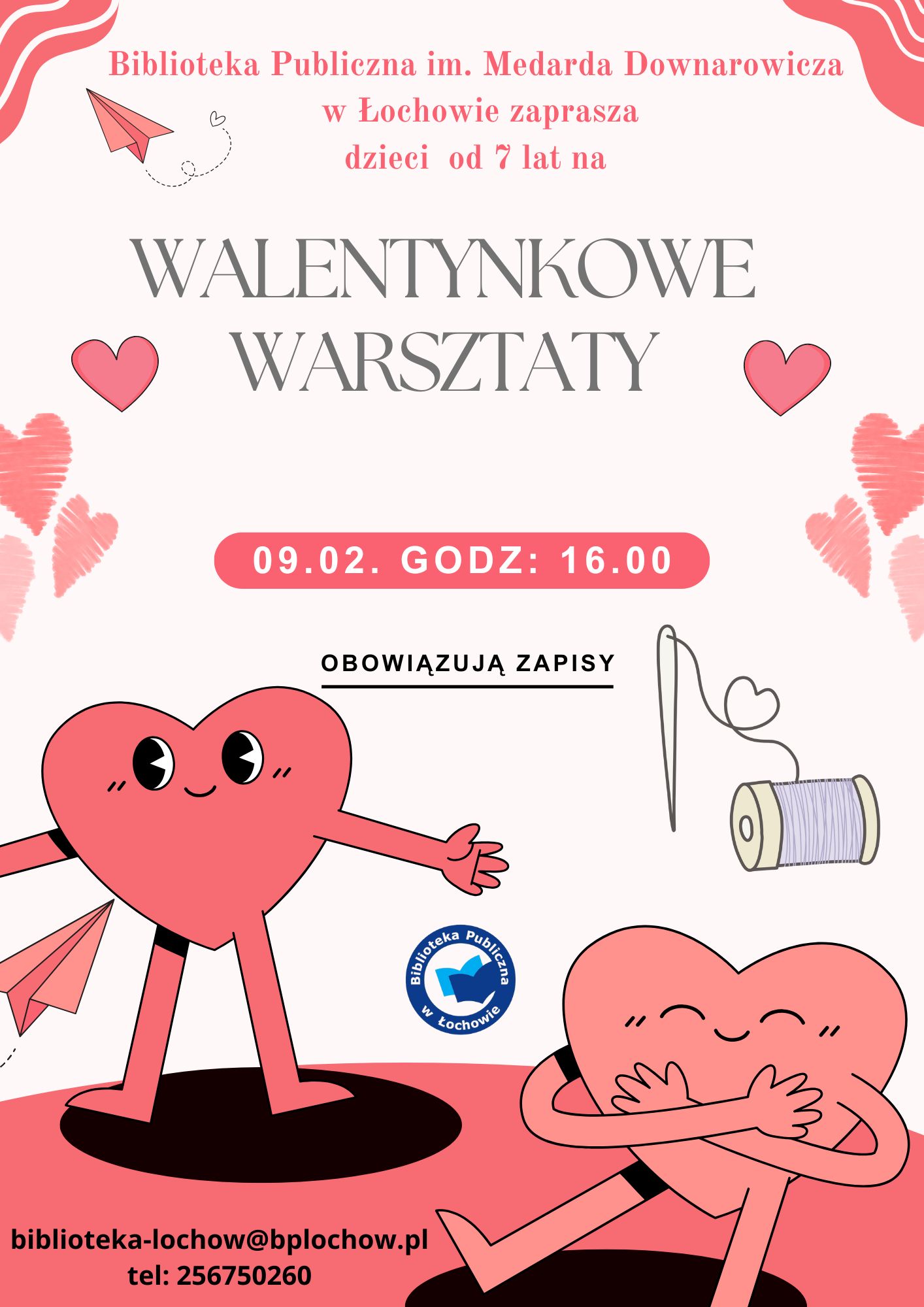 Kreatywne warsztaty walentynkowe w bibliotece w Łochowie – zaproszenie