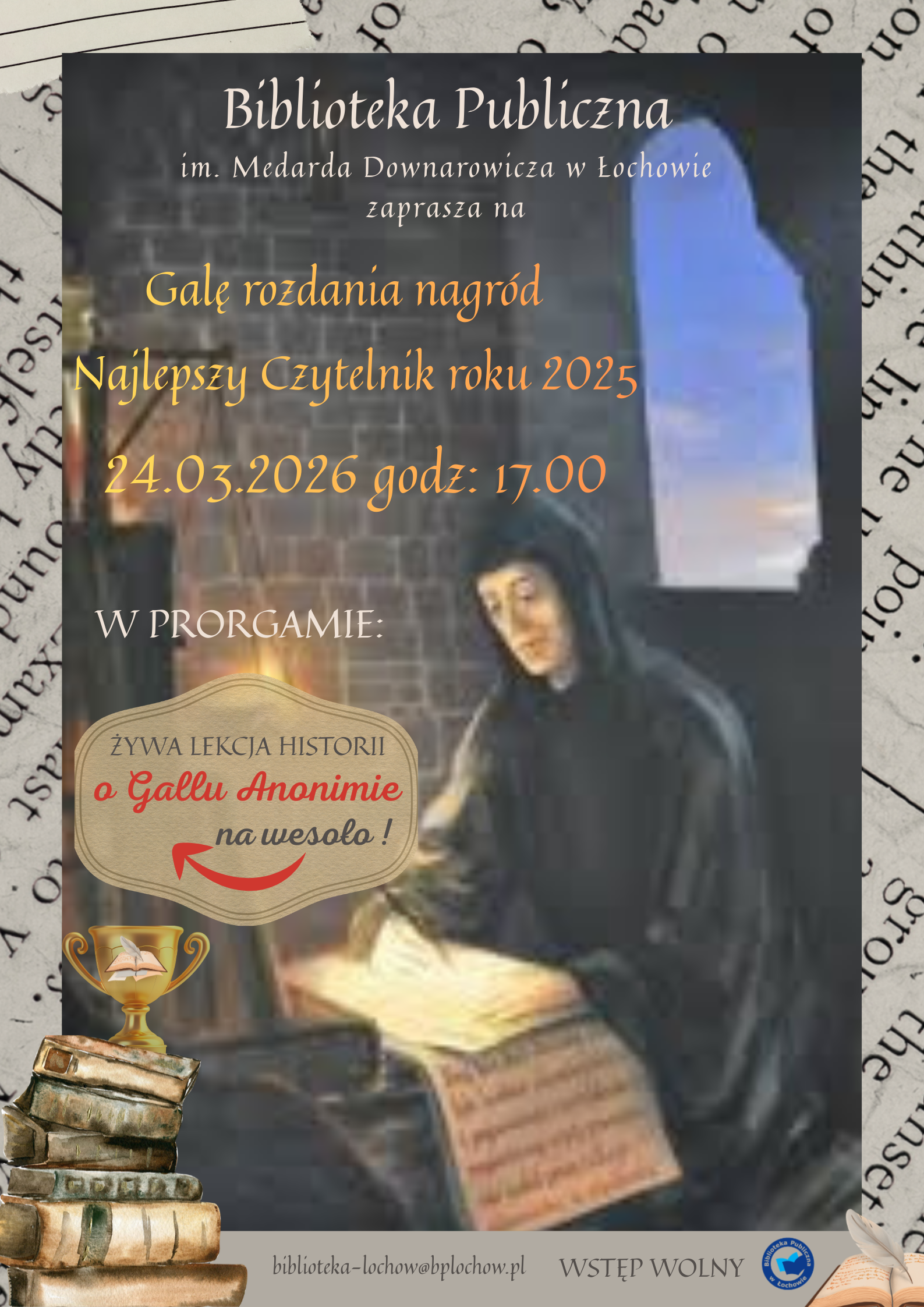 Gala Czytelnik Roku 2025 oraz żywa lekcja historii – zaproszenie