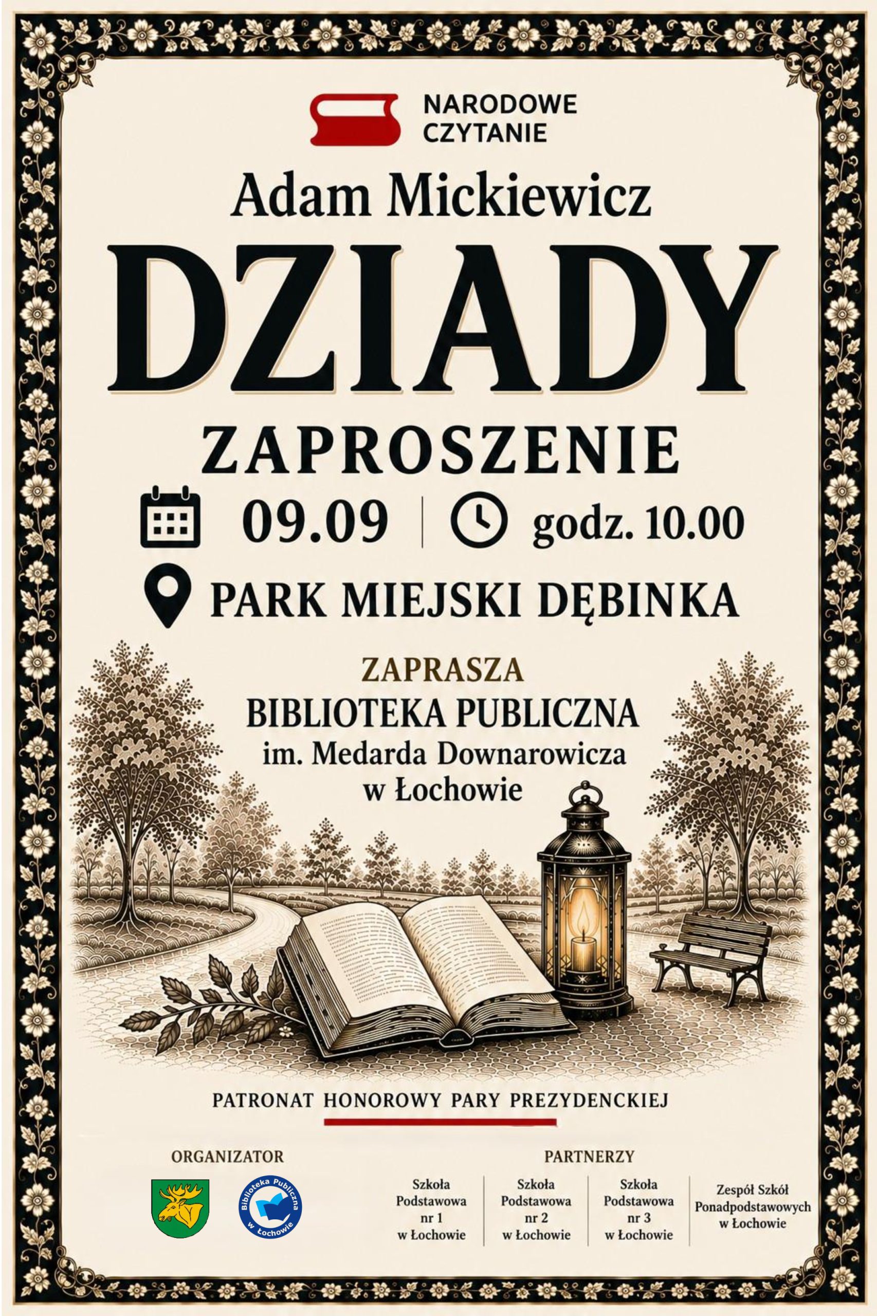 Narodowe Czytanie  „DZIADY” Adama Mickiewicza – zaproszenie